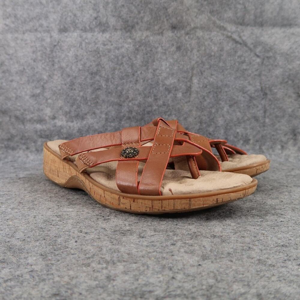 Softwalk Shoes Womens 7 Sandals Comfort Fashion Slide Woven Straps Brown Classic